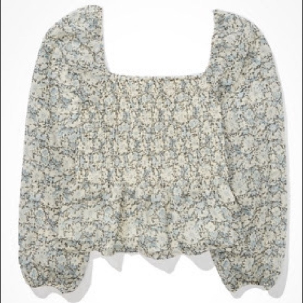AE Smocked Square Neck Top